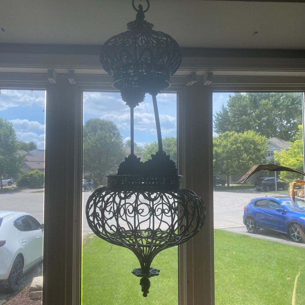 (VHD) Vintage .Iron  Hanging Lantern. Rare Find.